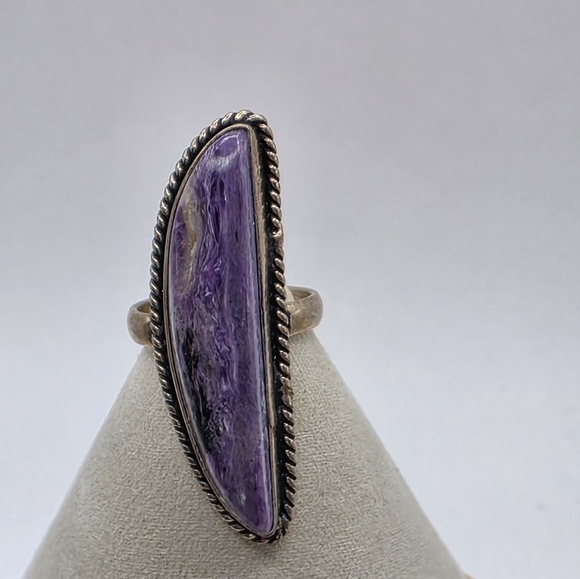 Artisan Sterling Silver Ring Purple Charolite Size 8 - Picture 5 of 7